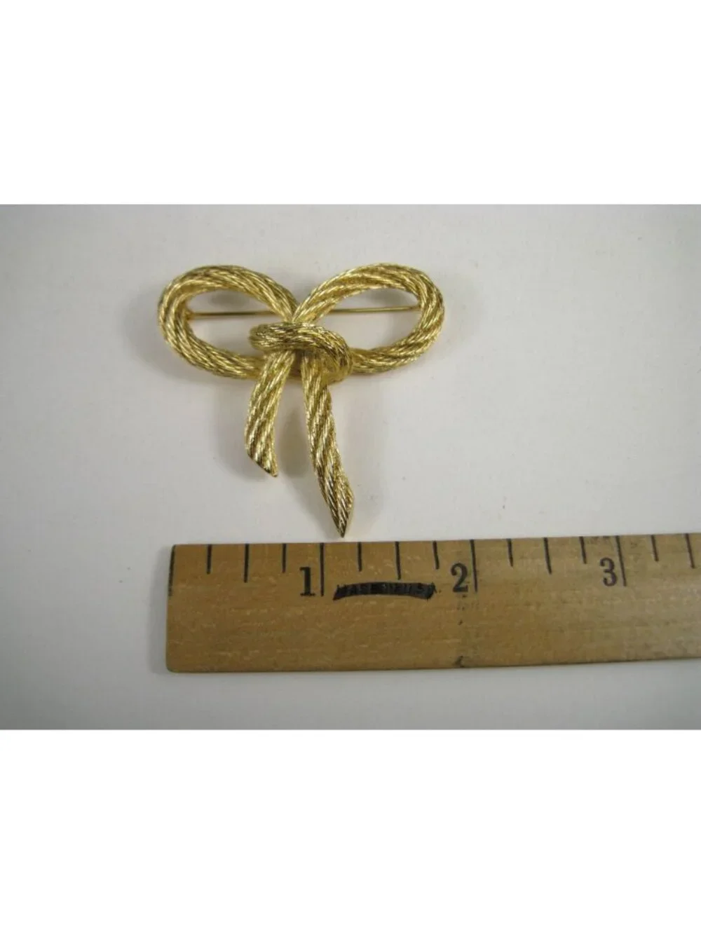 Christian Dior 1980s Vintage Gold Twist Rope Bow Brooch Pin Large Couture Runway